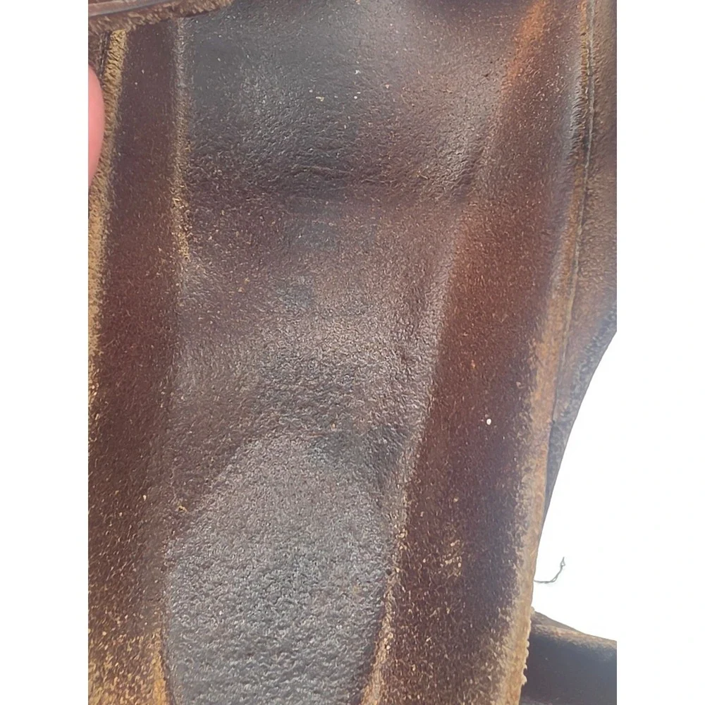 Birkenstock Arizona Dark Brown Oiled Leather Two Strap Buckle Sandals Slide